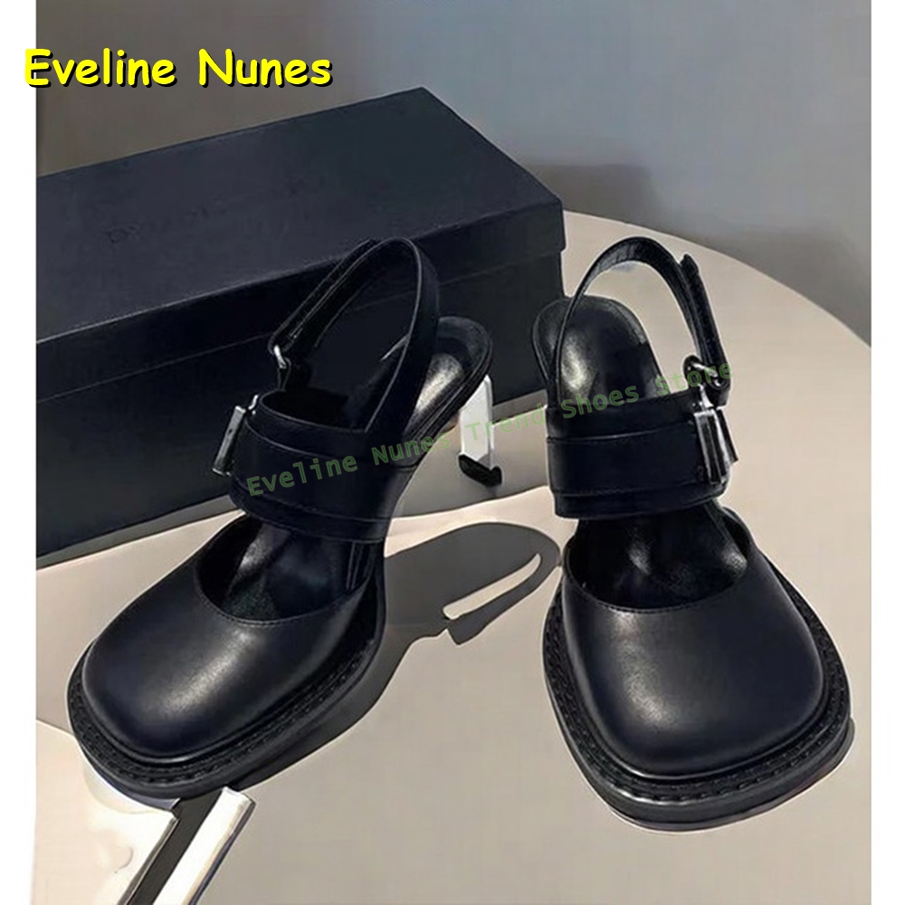 Mule Slip On - Женские черные босоножки-мюли с квадратным носком,
