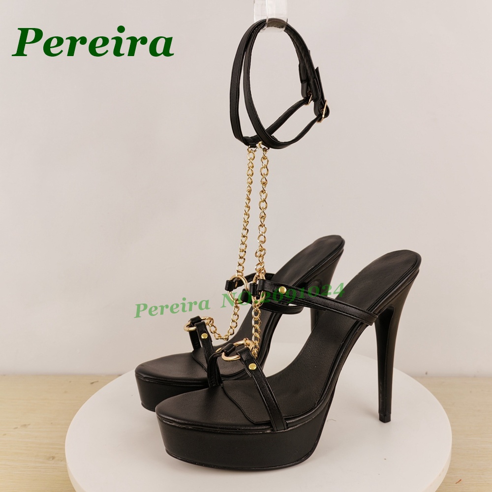 Женские черные босоножки на пл – обзор и цена Gold Chain Sandal