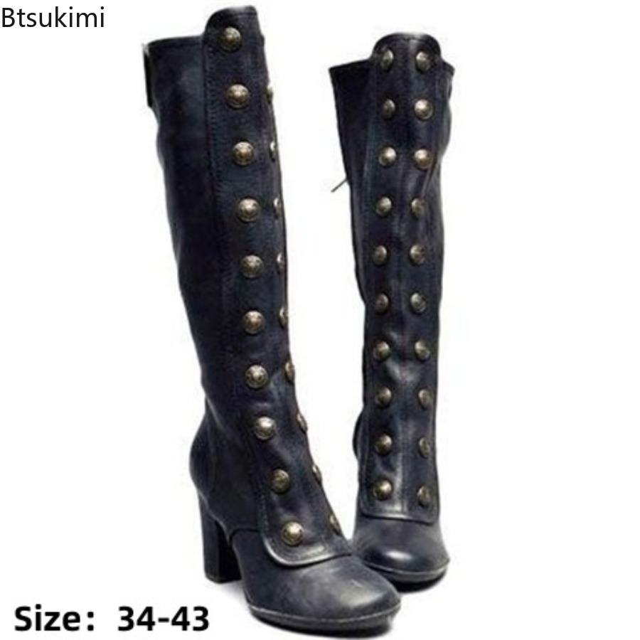Ретро черные модные сапоги с з – обзор и цена Knee High Boots Women