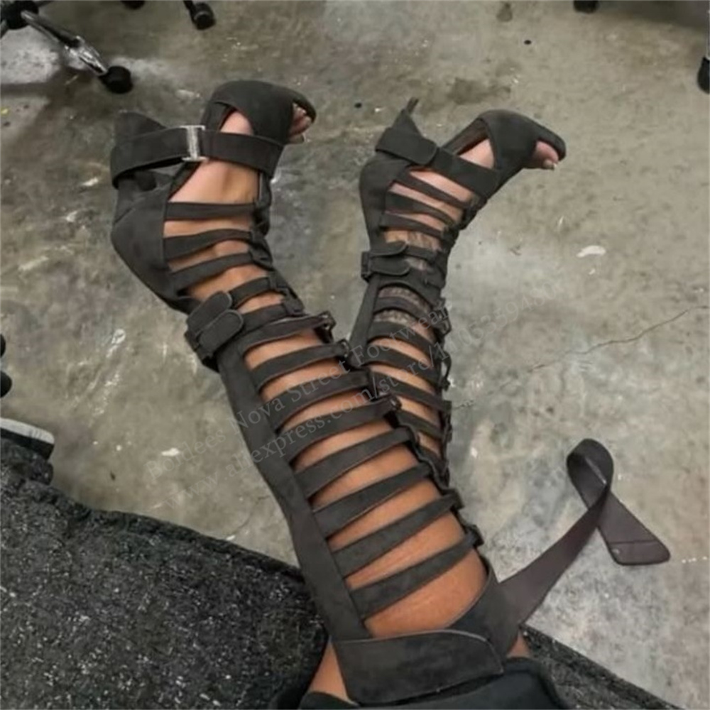 Гладиаторские сандалии-ботфорт – обзор и цена Knee High Boots Women
