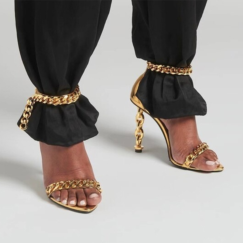 Сексуальные женские босоножки  – обзор и цена Gold Chain Sandal